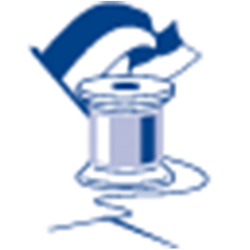Blaue Garnspule des Logos von Fahnen Henn